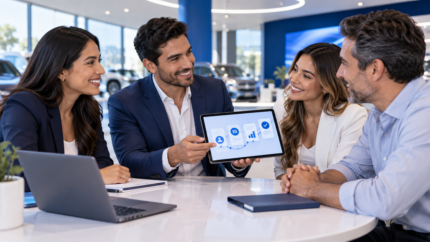 Equipo comercial utiliza datos del CRM para atender a un cliente