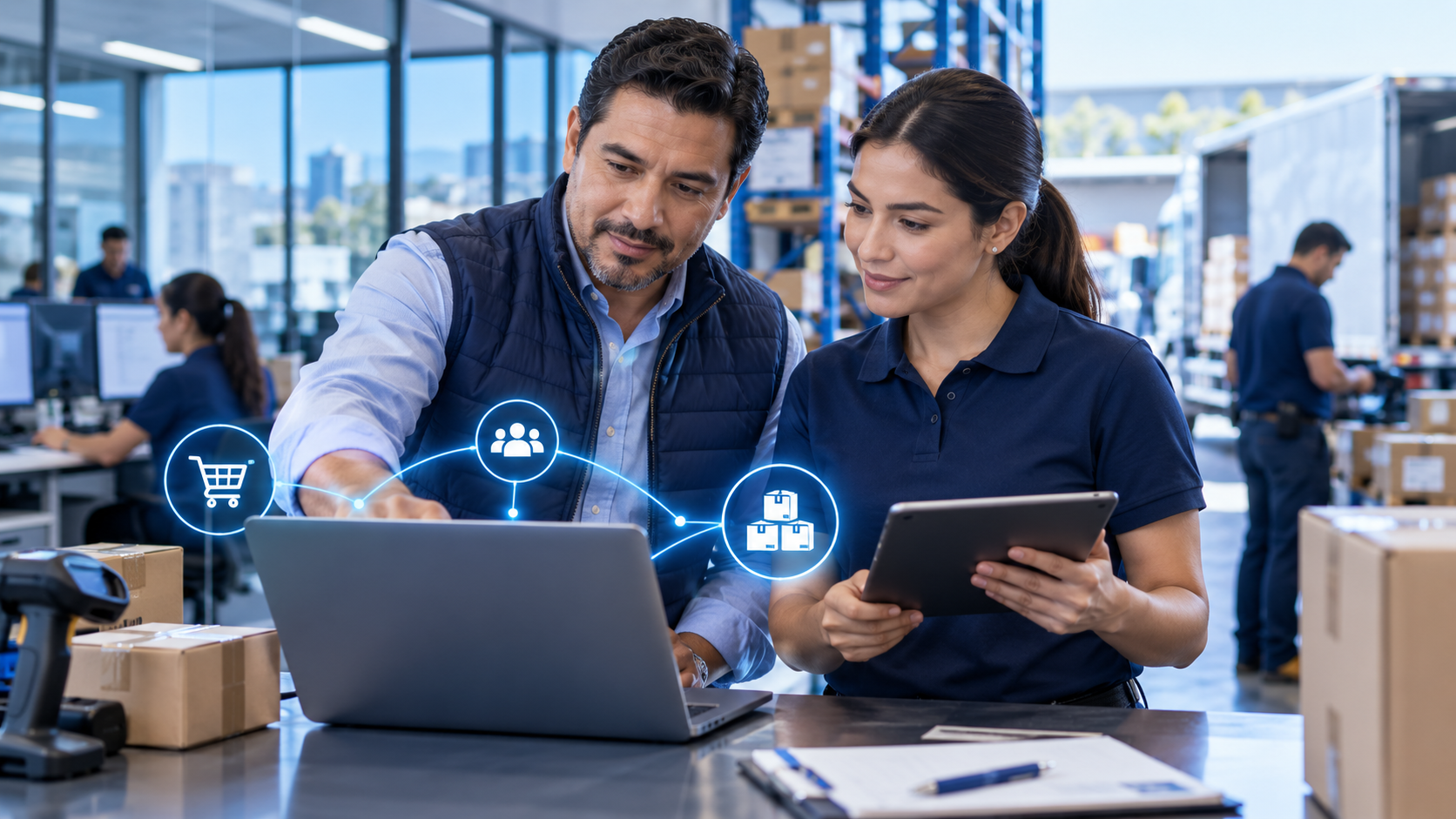 Responsables verifican un pedido entre sistemas de ventas e inventario